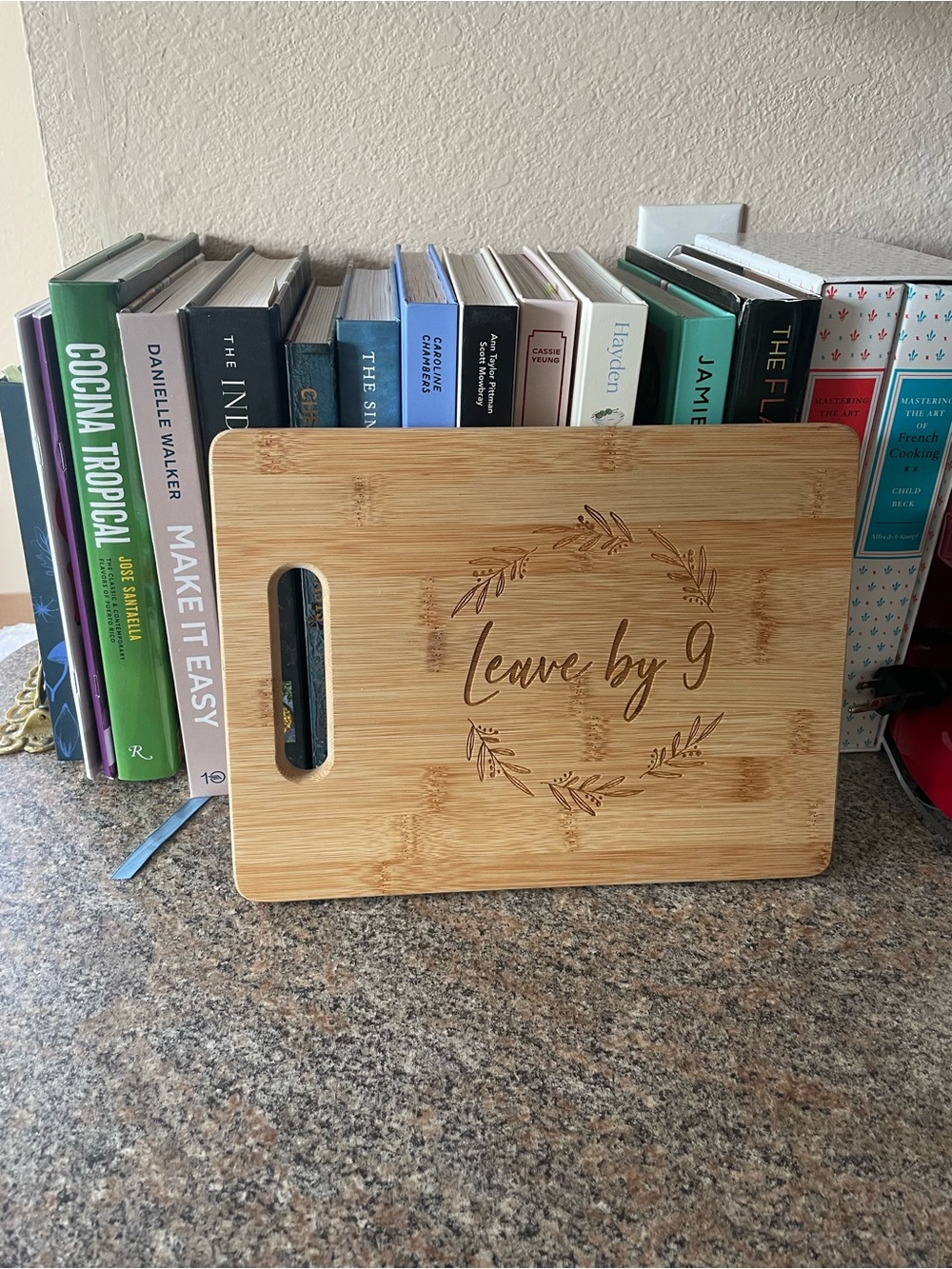 Super Cute Charcuterie Board "Leave by 9" Engraved